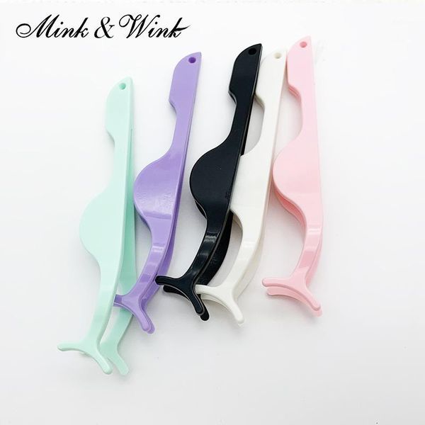 

5pcs random plastic eyelash tweezers clip applicator flat false eyelashes extension curler clamps beauty makeup tools bend0581