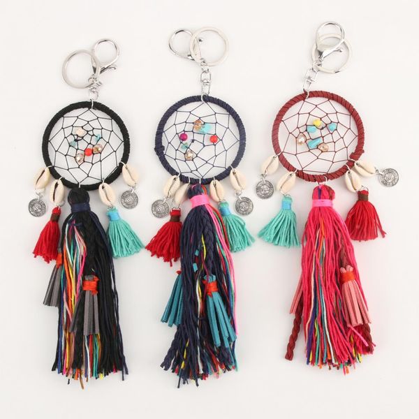 

1Pc Bohemia Feather Tassels Dream Catcher Keychain Summer Shell Pendant Making Colourful Beads Hanging Car Women Gift Jewelry