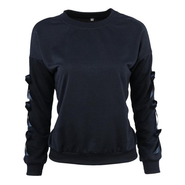 

women's hoodies & sweatshirts 2021 women autumn winter solid warm casual simple with long sleeve bow o-neck streetwear for office lady, Black