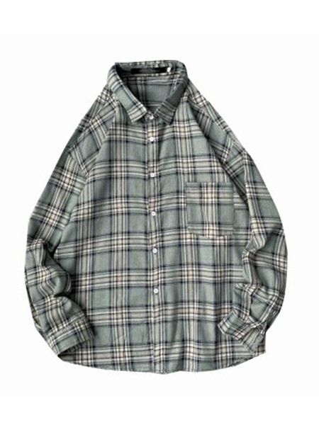 

men's casual shirts fashion 2021men long sleeve plaid shirt autumn/winter thin section male business lapel gml90, White;black