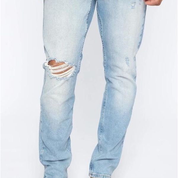 

fashion hop harajuku ny destroyed ripped jean broken punk denim pants homme hip streetwear jeans for men, Blue