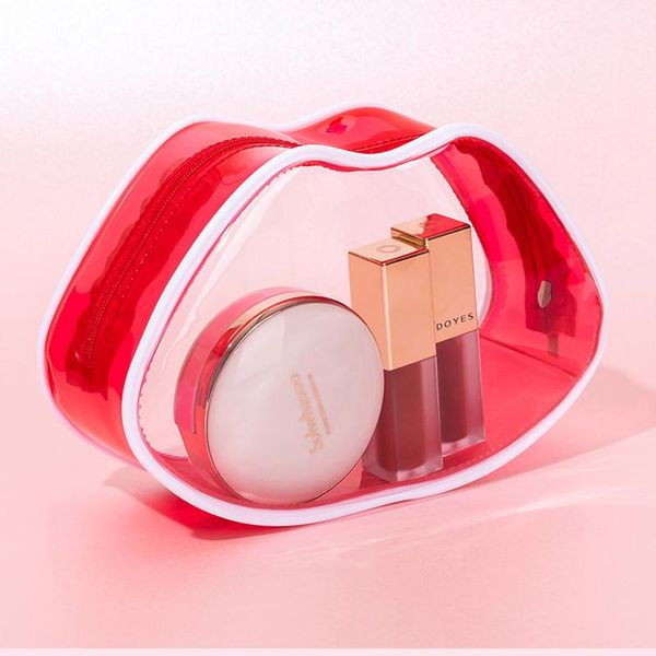 

cosmetic bags & cases lips zip bag women transparent pvc cute lipstick organizer beauty girls waterproof korean red makeup wy42