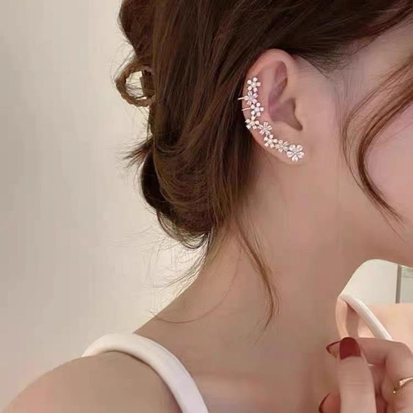 

dangle & chandelier selling stylish flower women clip earrings shiny white zircon exquisite versatile female fashion jewelry, Silver