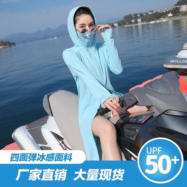 

+ ice silk sunscreen suit women's coat 2021 mid long uv protection summer thin knee shirt jackets, Black;brown