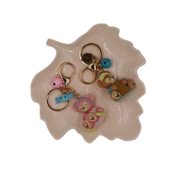 

keychains sleeping duffy stella cat doll car key chain pendant accessories figure model ornaments, Silver