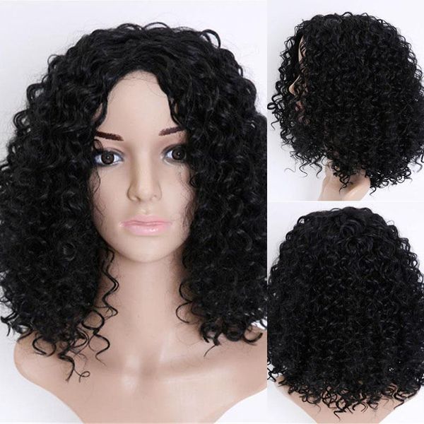 

synthetic wigs sinuo short curly cosplay hair hight density mechanism for women middle part natural daily heat resistant fiber, Black