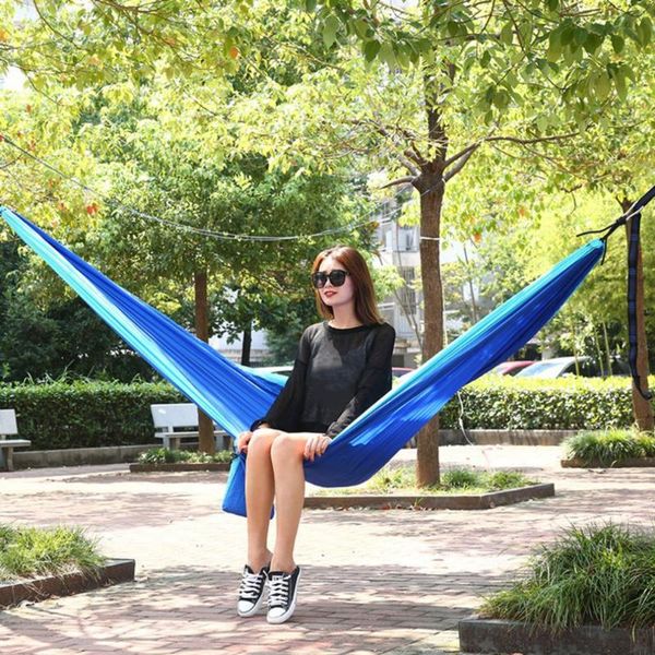 

tents and shelters 270*140cm portable camping parachute hammock survival garden outdoor furniture leisure sleeping hamaca travel double hang