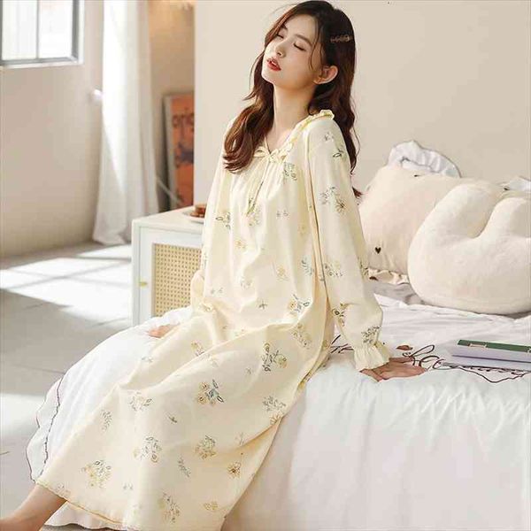

autumn v neck floral nightdress women sleepwear long sleeve nightgown full cotton casual tracksuit pijamas mujer plus size 5xl skirt, Black;red