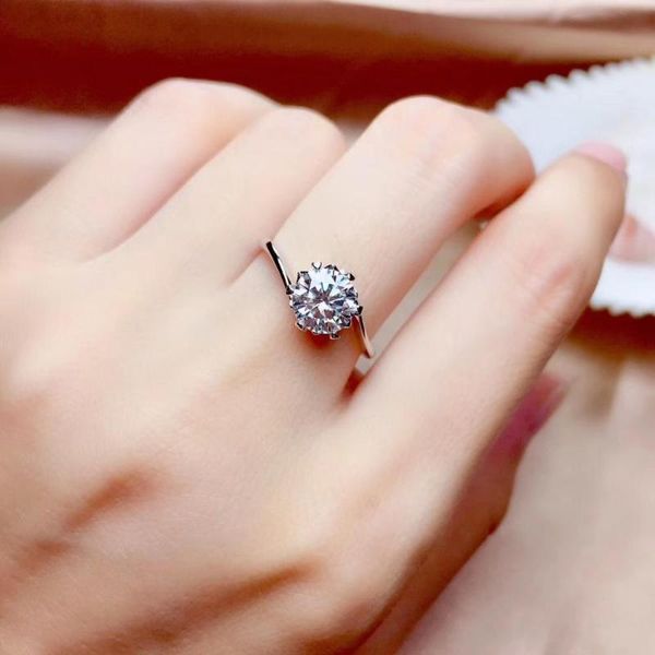 

cluster rings moissanite, fire colour super beautiful, 1 and 2 925 sterling silver simple style,, Golden;silver