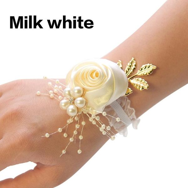 

decorative flowers & wreaths white corsage bridesmaid sisters hand artificial bride for wedding dancing party decor bridal prom 28 option