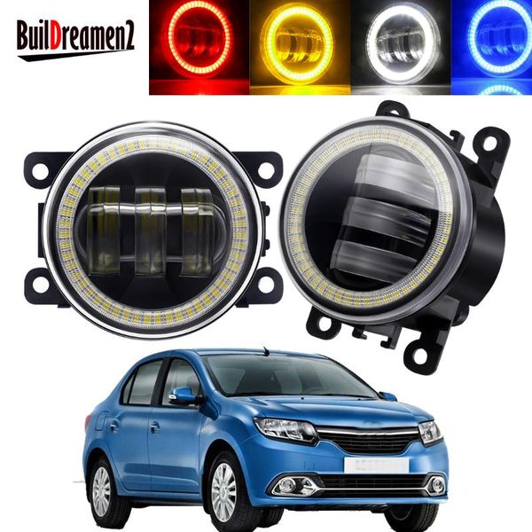 

other lighting system 2 pieces car angel eye fog light assembly led lens daytime running lamp drl 30w 6000lm 12v for logan 2004-2021