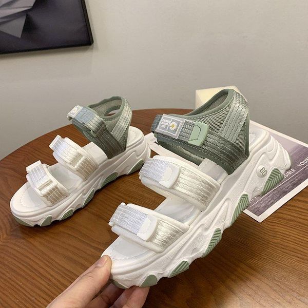 

dress shoes women chunky sandals summer designers ulzzang fashion woman brand platform sports casual mesh wedges sandal white 2021, Black