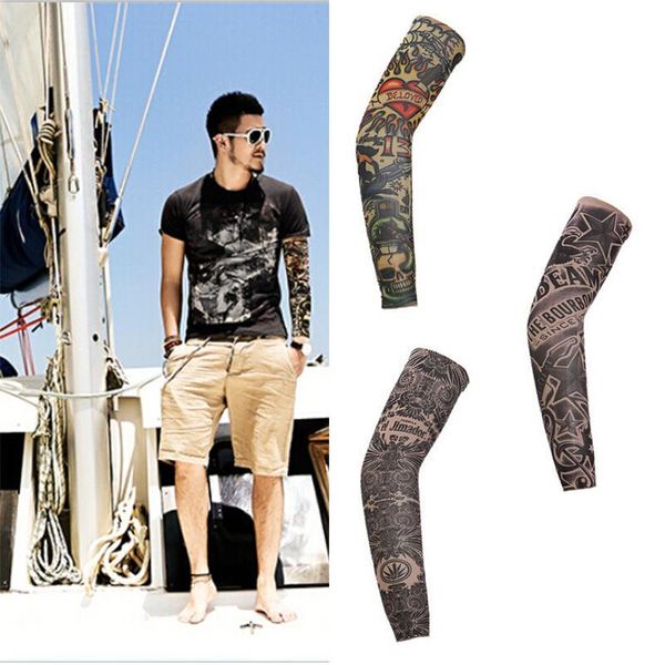 38 см роман Cool Tattoo Print Cycling Bicycle Bicycle Armwarmer Armer Armer Swearmers Cuff Cover Antive UV защита от проливных коленных прокладок колен