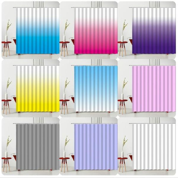 

shower curtains solid color gradient minimalist waterproof polyester fabric bathtub decoration with hooks hanging curtain