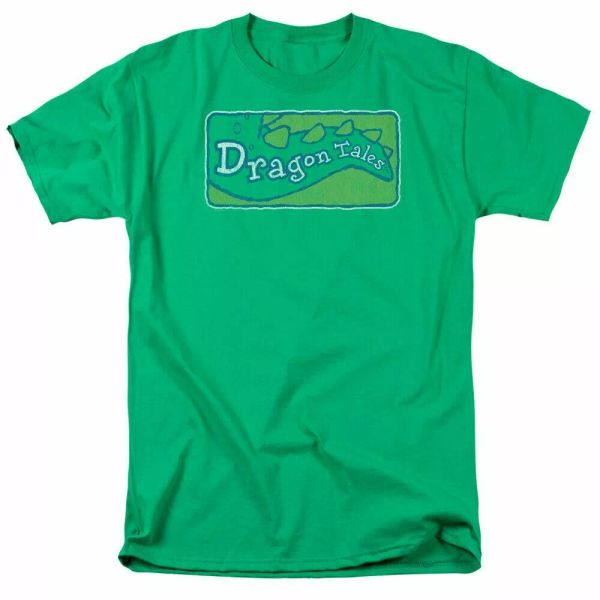 

dragon tales logo distressed t shirt mens licensed classic tv kelly green, White;black