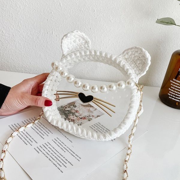 

diy material hand woven homemade lovely pearl transparent elegant popular bag