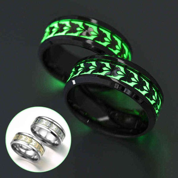 

luminous ring trendy stainless steel glowing ring minimalist fashion butterfly couple wedding bands jewelry gift accessories g1125, Slivery;golden