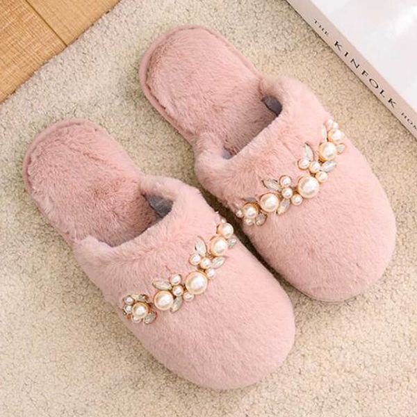 Winter Ladies Chinelos Faux Fur Sapatos Quentes Mulheres Deslizamento Em Flats Slides Feminino Moda S Acolhedor Home Furry QQ874 210625