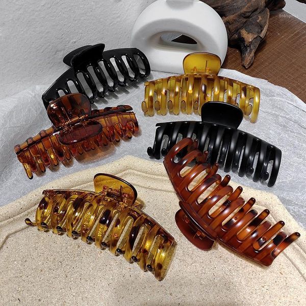 

claw clip for women tough amber plastic hair large size clamps crab accessories1