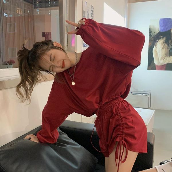 

women's tracksuits women casual solid sets tracksuit hoodie autumn sweatshirts shorts fashion two piece, Gray