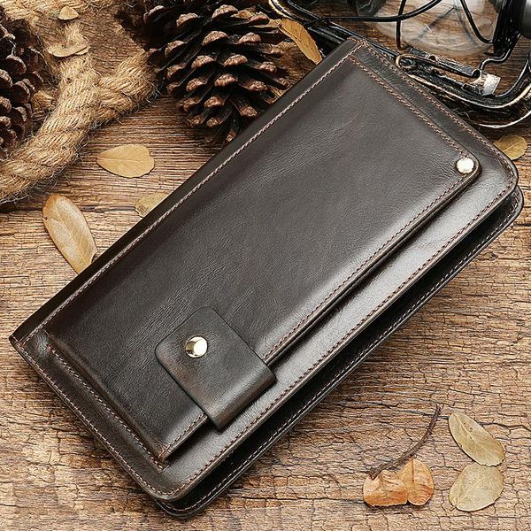 

wallets men's genuine leather wallet multifunctional storage clutch casual fashion multi card retro cow, Red;black