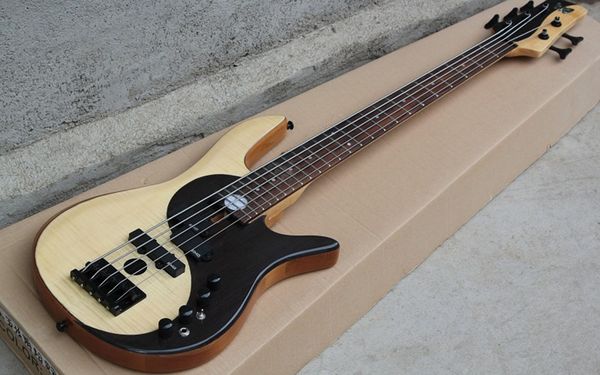 

taiji pattern of five-string electric bass body in original wood color