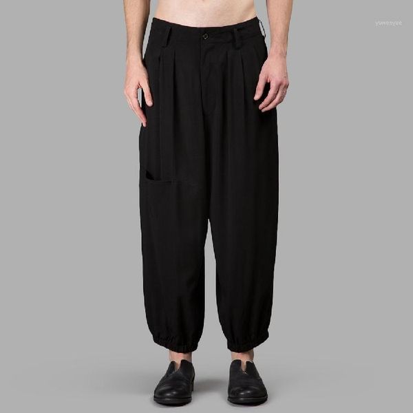 

men's clothing gd hair stylist fashion street loose wide leg pants casual plus size costumes, Black