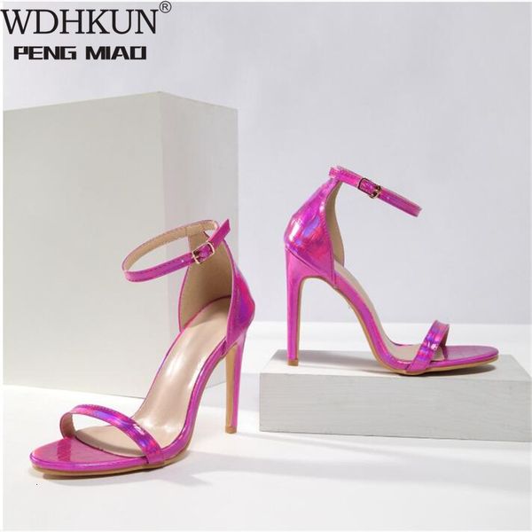 

sandals 11cm ankle strap summer candy shoes thin heel high heels open toe pointy nightclub bridal shoe women cmyz, Black