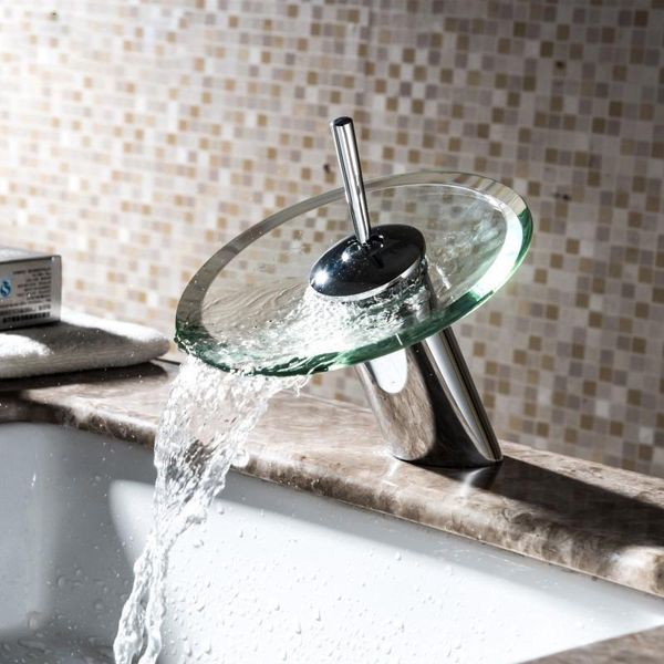 

bathroom sink faucets waterfall faucet chrome glass mixer tap finish basin