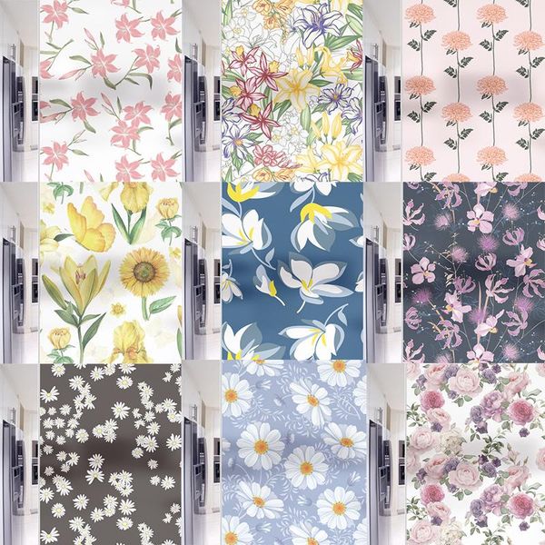 

window stickers modern home decor flower electrostatic glass bedroom bathroom door and decorative film no glue