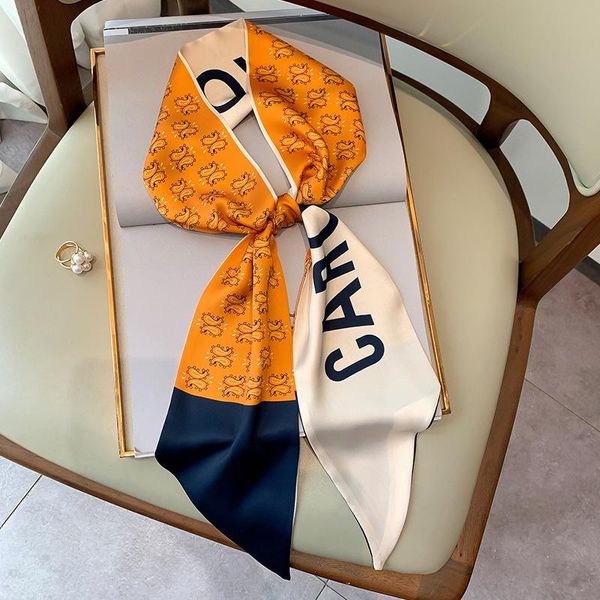 

scarves silk scarf ribbon 15*150cm letter print skinny scarfs lady foulard bandana head hijab women neck ties fashion female bag, Blue;gray