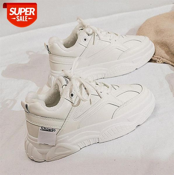 

plus velvet white shoes women all-match student cotton korean warm ins running #th0o