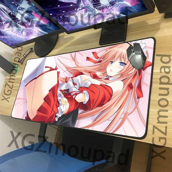 

mouse pads & wrist rests xgz anime campus big breasts girl large pad black lock edge computer table mat speed rubber non-slip couple co