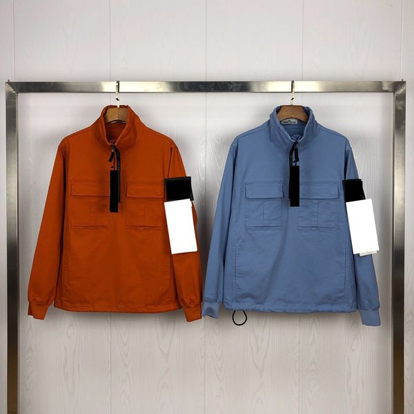 

luxury french men's jacket designer brand stone jackets stand-up collar pullover coat, Black;brown