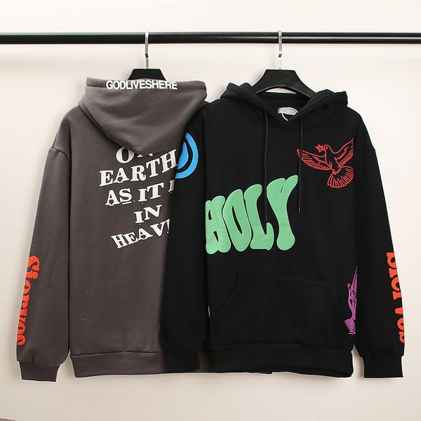 

hoodies 2021 autumn and winter ins hip hop kanye's same three-dimensional foam letter hoodie, Black
