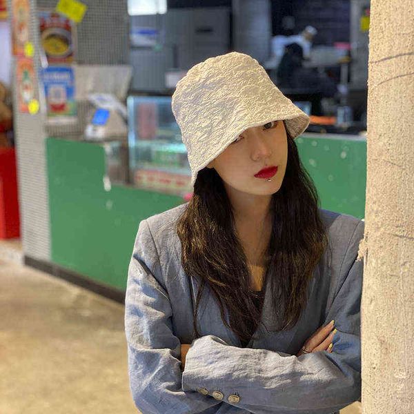 

new style ladies bucket hat spring and summer fashion korean style small bubble shade fisherman hat summer panama bucket hat g220311, Blue;gray
