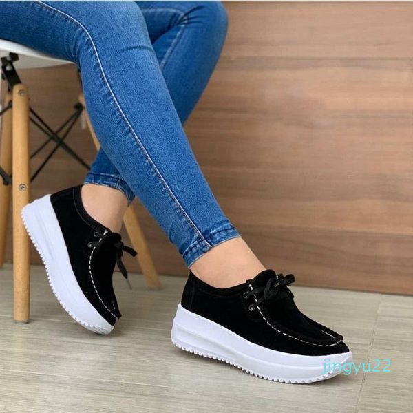 

dress shoes women platform sneakers woman walking thick bottom casual female breathable slip on footwear, Black