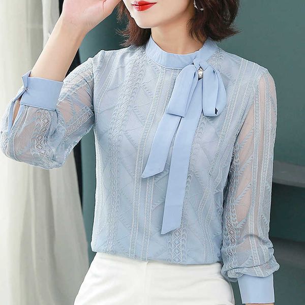 

womens and blouses long sleeve blue hollow lace blouse women shirts blouse women blusa feminina womens and blouses c77 210602, White
