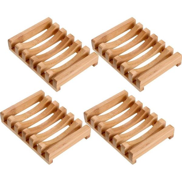 

soap dishes box 6pcs of wooden holder natural rectangular suitable for kitchen and bathroom
