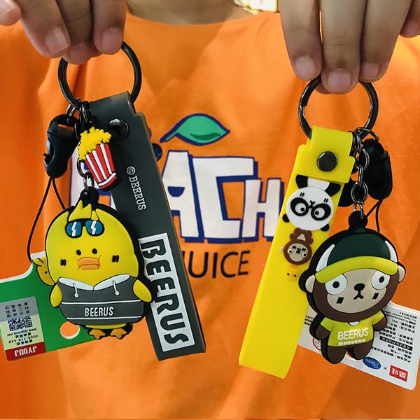 

2021 fashion keychain creative lovely birus keychain genuine cartoon dolls men and women bags pendant accessories gifts, Silver
