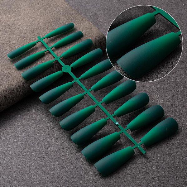 

false nails 20pcs/strip fake nail tips coffin long ballerina full cover frosted matte gradient color press on manicure, Red;gold