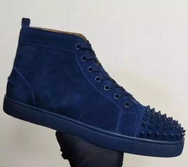 

[with full package]leisure casual shoes red bottom sneakers for men with spikes black suede fashion menshigh trainers size 35-47