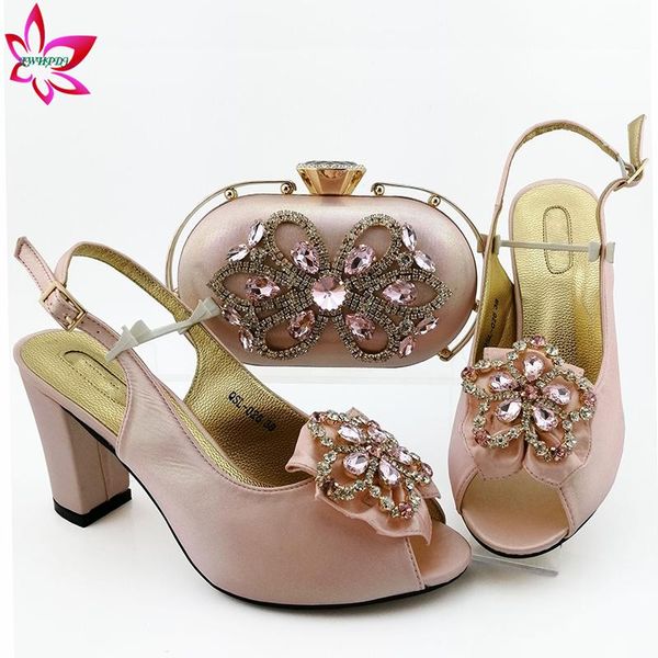 

dress shoes pink 2021 italian for women sandal bag set evening shining crystal african with matching and, Black