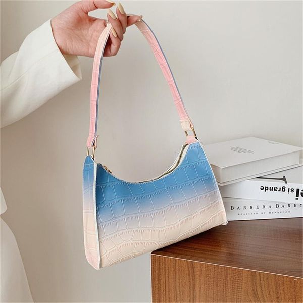 

outdoor bags bag women 2021 trendy fashion underarm baguette casual gradient print shoulder messenger luxury designer