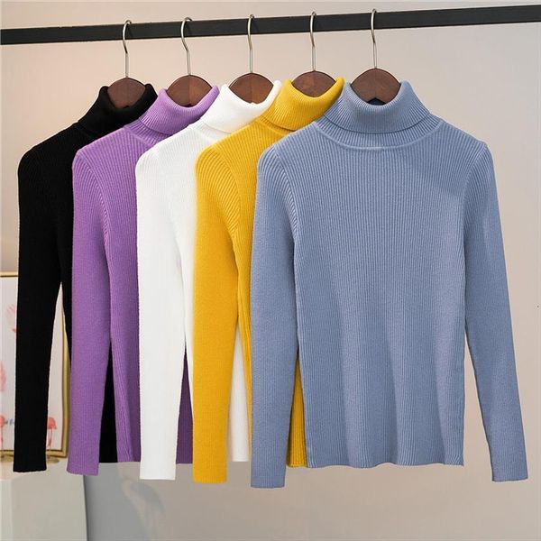 

fashion spring autumn women ladies sweaters knitted turtleneck stripe casual soft jumper girl slim elasticity pullovers, White;black