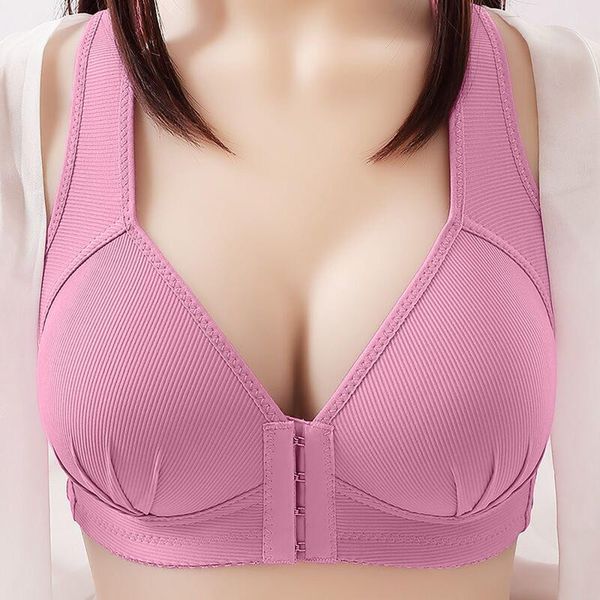 

yoga outfit 2pc women front buckle breathable bra wire plus size underwear widened shoulder straps brassiere comfort female summer thin