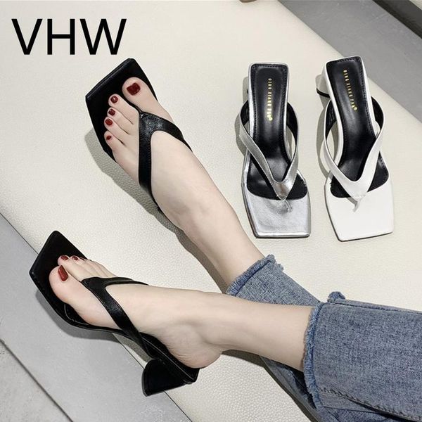 

slippers women sandals 2021 summer fashion ladies slides squrae open toe high heels casual shoes design female beach flip flops, Black