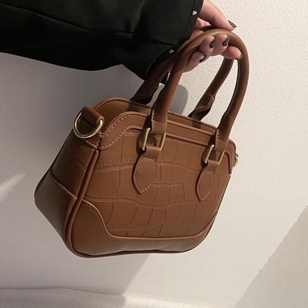 

evening bags crocodile pattern square tote bag 2021 spring quality pu leather women's designer handbag vintage shoulder messenger