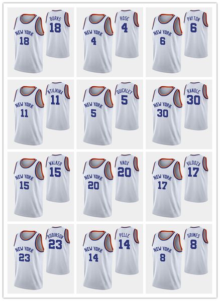 

new yorkknicksmen julius randle kemba walker rj barrett derrick rose 75th anniversary white jersey, Black