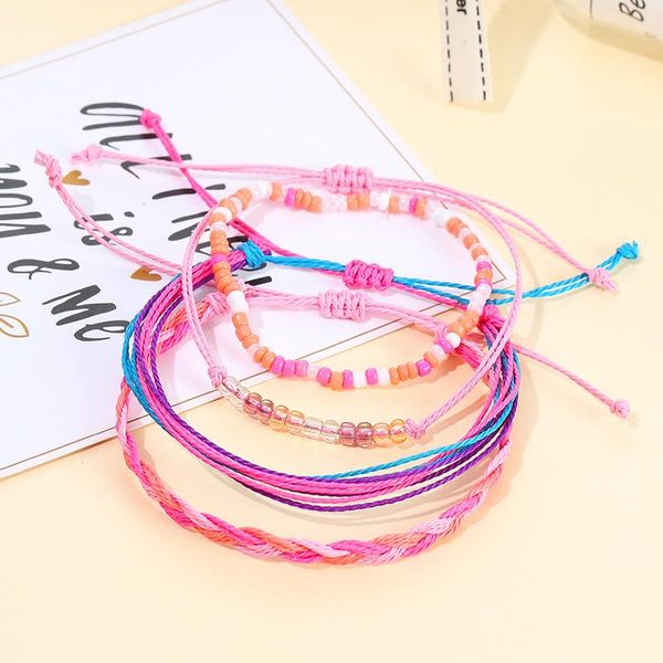 

charm bracelets meetvii 4pcs bohemian multilayer wax rope bracelet set for women colorful beads woven waterproof fashion jewelry, Golden;silver